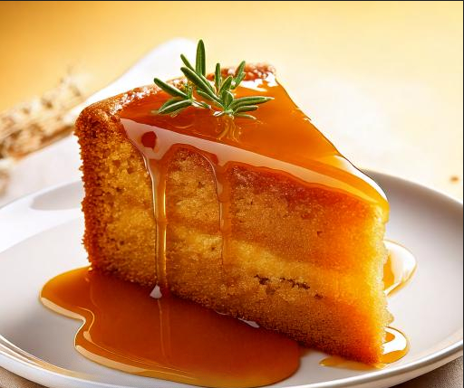 Part de gâteau moelleux au sirop d'agave.