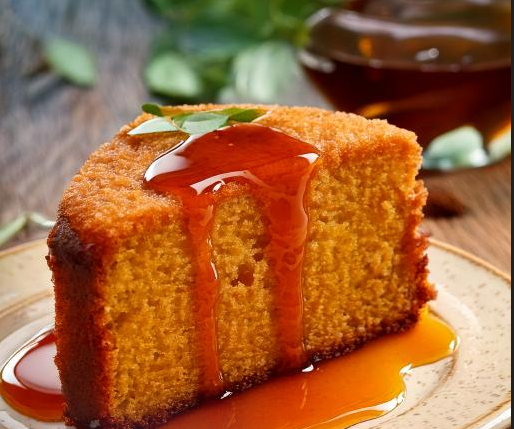 Part de gâteau moelleux au sirop de yacon.